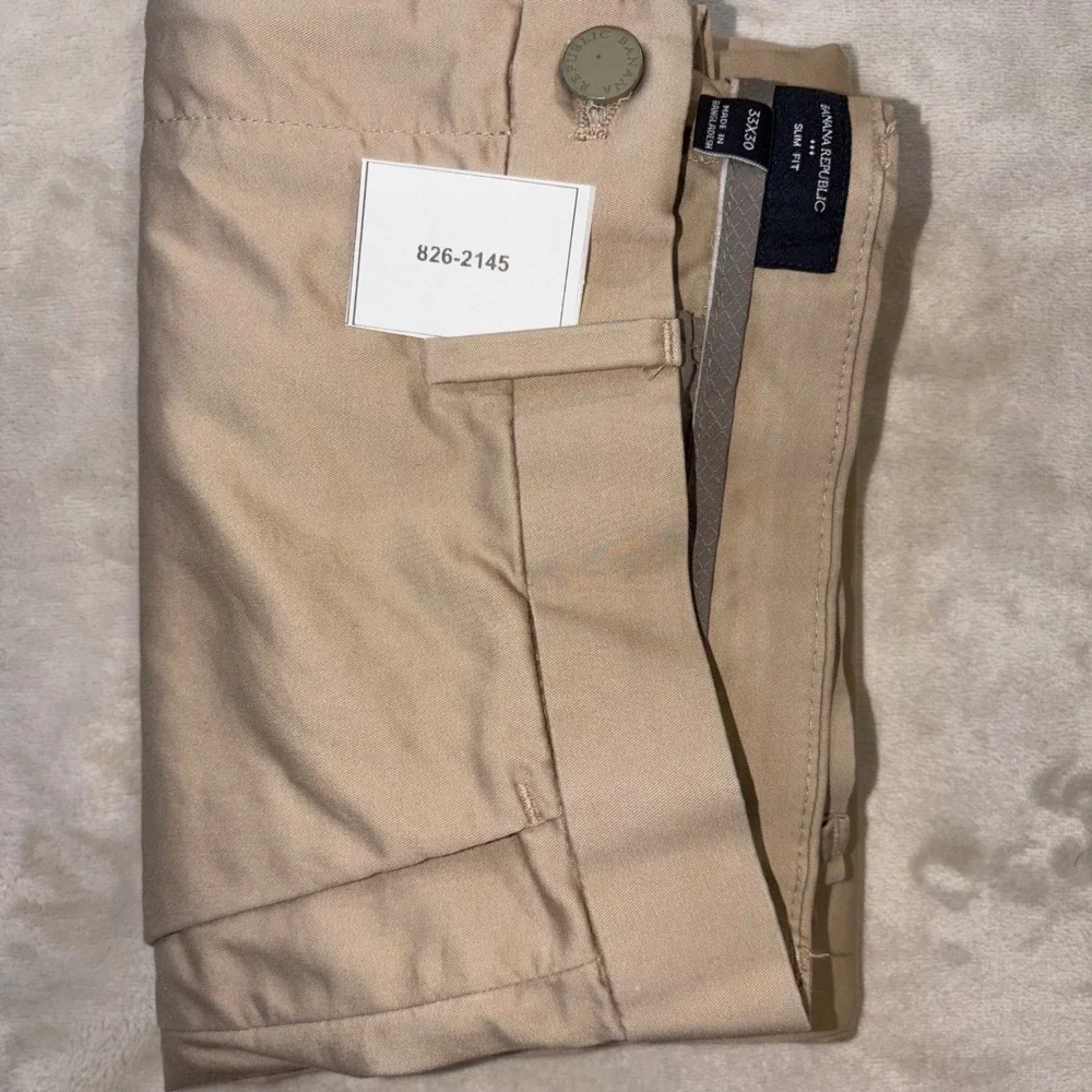 Banana Republic Slim Fit Chinos Mens 33x30 Khaki Tan Stretch Cotton Pants